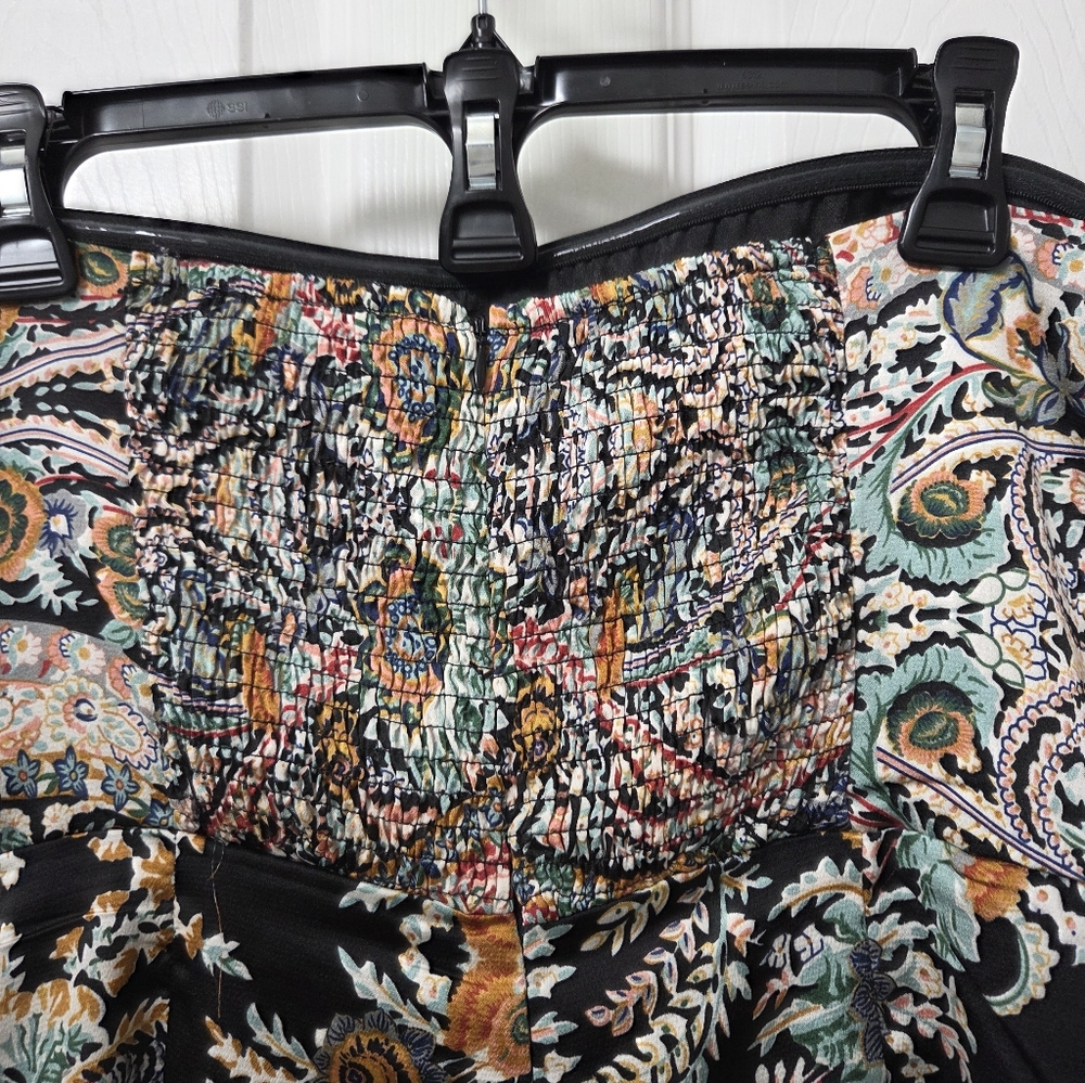 Lulu's Bohemian Perfection Strapless Black Multicolor Paisley Tassel Romper XL - Picture 9 of 14